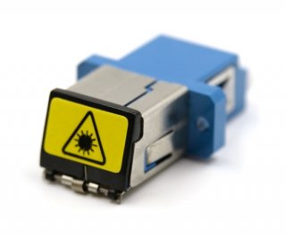 Shuttered LC Duplex Blue Adapter with Flange