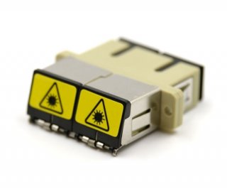 Shuttered SC Duplex Beige Adapter with Flange