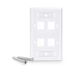 4 Port Keystone Wall Plate with ID Window Single Gang