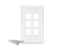 6 Port Keystone Wall Plate with ID Window Single Gang