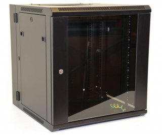 12U Wall Mount Equipment Cabinet Glazed Door Double