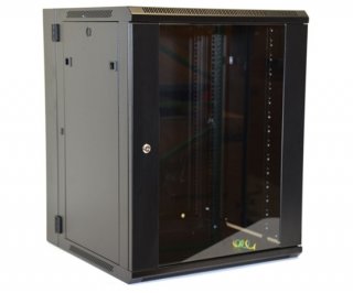 15U Wall Mount Equipment Cabinet Glazed Door Double
