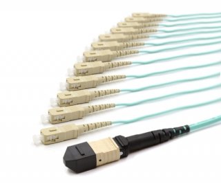 5m MTP Male to 12 SC UPC 12 Fiber Multimode OM3 50/125 Fanout Cable