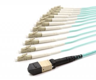3m MTP Female to 12 LC UPC 12 Fiber Multimode OM3 50/125 Fanout Cable
