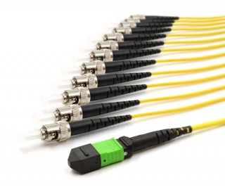 1m MTP Male to 12 ST UPC 12 Fiber Singlemode OS2 9/125 Fanout Cable