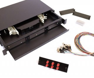 6 Fiber ST 625/125 1U Splicing Patch Panel Kit