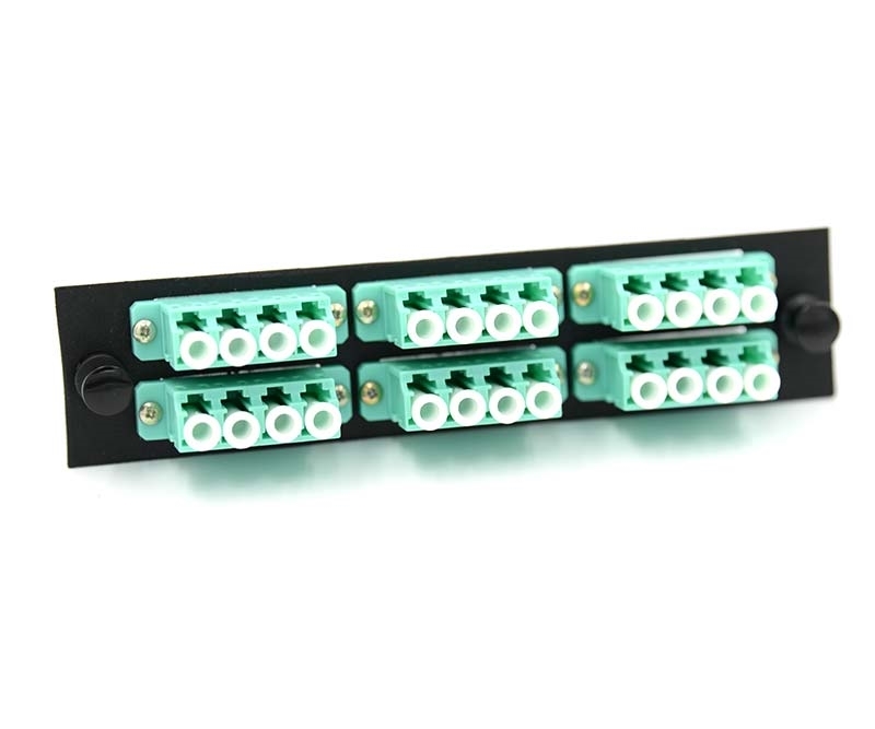 FType Plate with 6 Quad LC Aqua Adapters