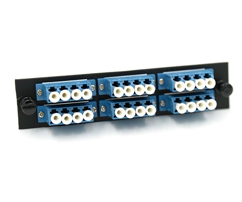 FType Plate with 6 Quad LC Blue Adapters