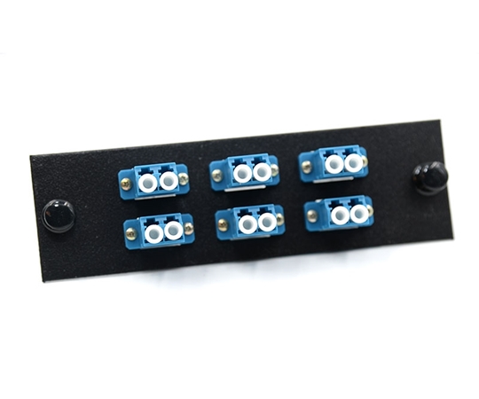 FType Plate with 6 Duplex LC Blue Adapters FType Plate with 6 Duplex LC Blue Adapters