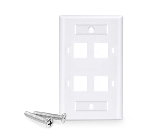 4 Port Keystone Wall Plate with ID Window Single Gang 4 Port Keystone Wall Plate with ID Window Single Gang
