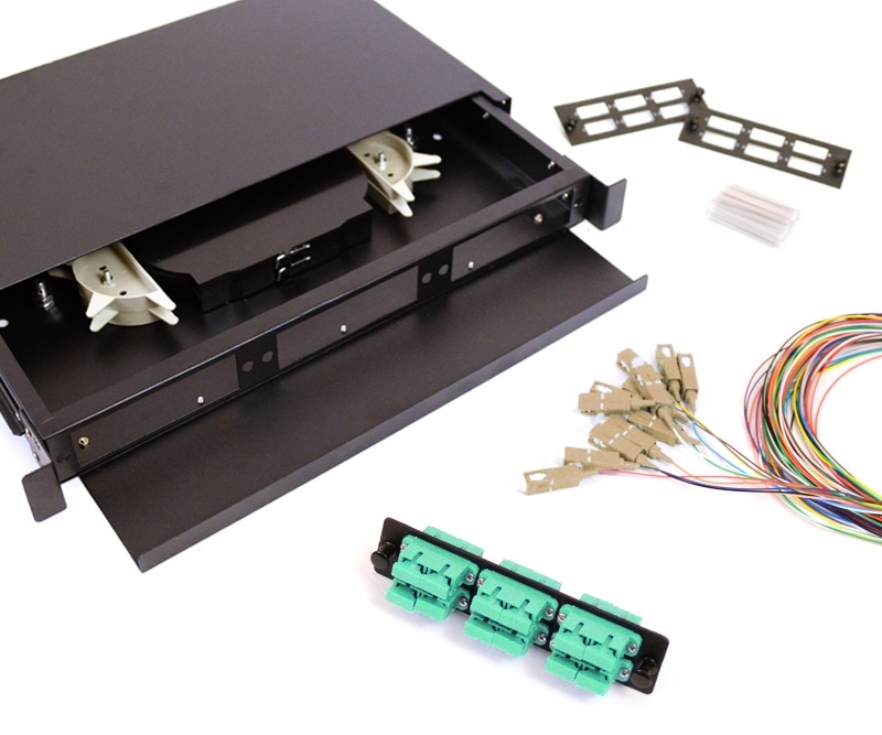 24 Fiber SC OM3 50/125 1U Splicing Patch Panel Kit